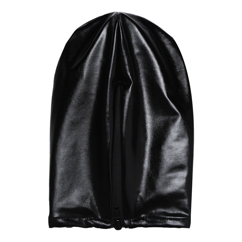 Unisex lateksowe kominiarka błyszczące brązujące nakrycie głowy z otwarte płytki otworem czapka kominiarka kaptur kostium do gry fabularnej lateksowe nakrycie głowy