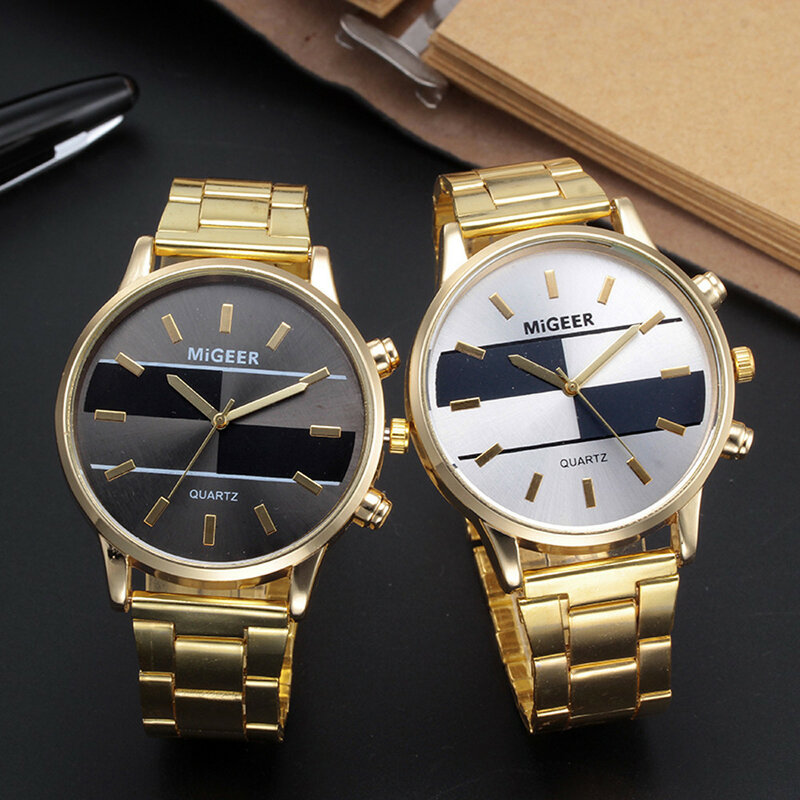 Simple Fashion Men'S Watches Glass Round Wristwatches Stainless Steel Strap Temperament Dial Watch Business Clock Armbanduhr