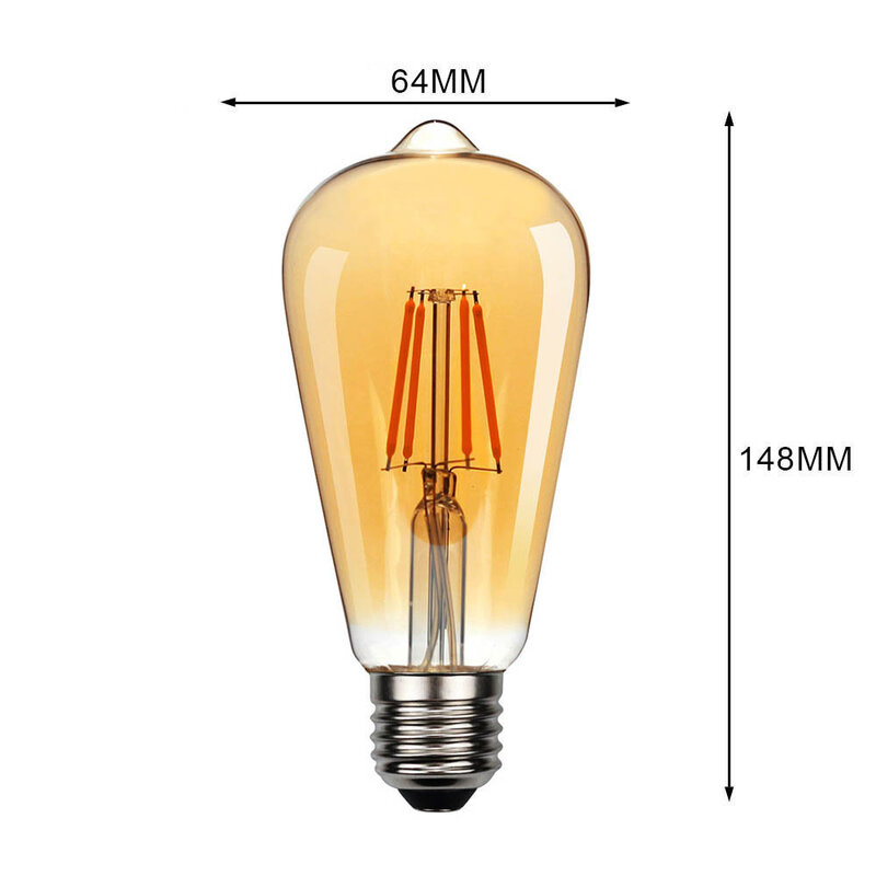 6 Stück LED St64 2W 4W 6W 8W DC 220V 110V dimmbare Gold filament birne E27 B22 Licht Vintage Edison Lampe Retro Gold Glas Aussehen