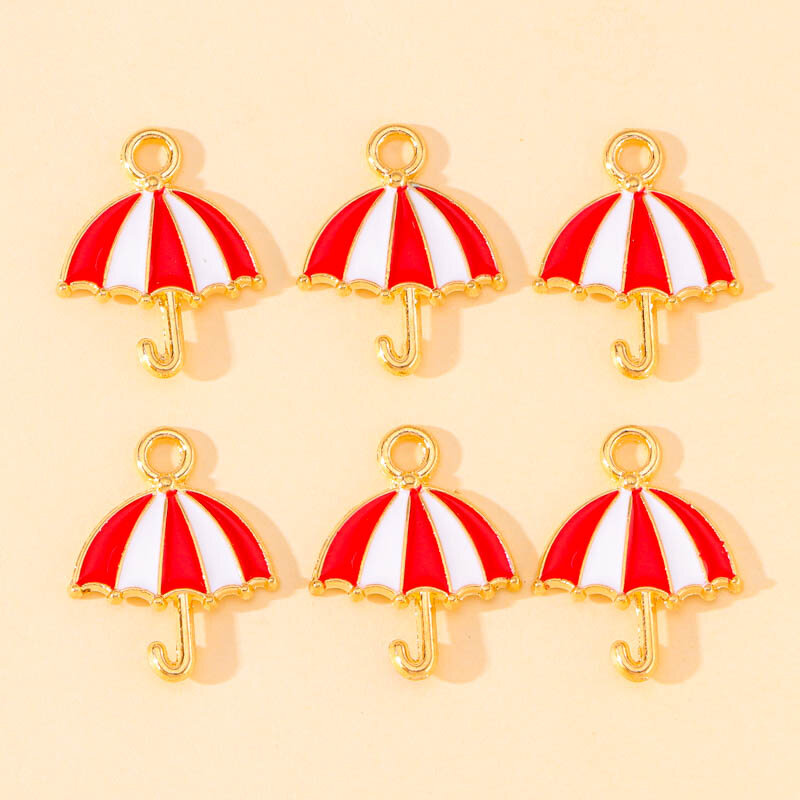10Pcs/Lot 15*19mm Lovely Colorful Enamel Umbrella Charms For Jewelry Making Earrings Pendant Necklaces DIY Accessories Supplies