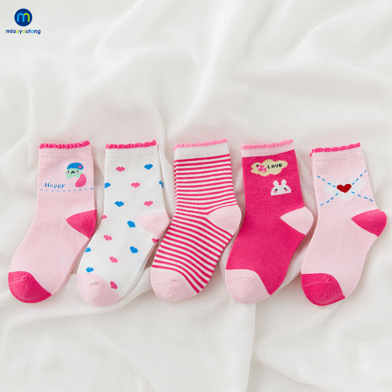 5 pares/lote crianças bonito rosa coelho malha algodão macio meias do bebê inverno quente recém-nascido adorável menina das crianças calcetines miaoyoutong