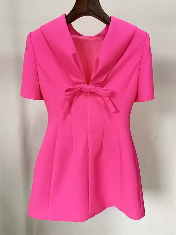 Barbiecore-Robe de Rhcourte rose pour femme, mini robe de soirée pour femme, robe formelle élégante pour femme, mince, tenue de travail d'affaires, tenue de bureau