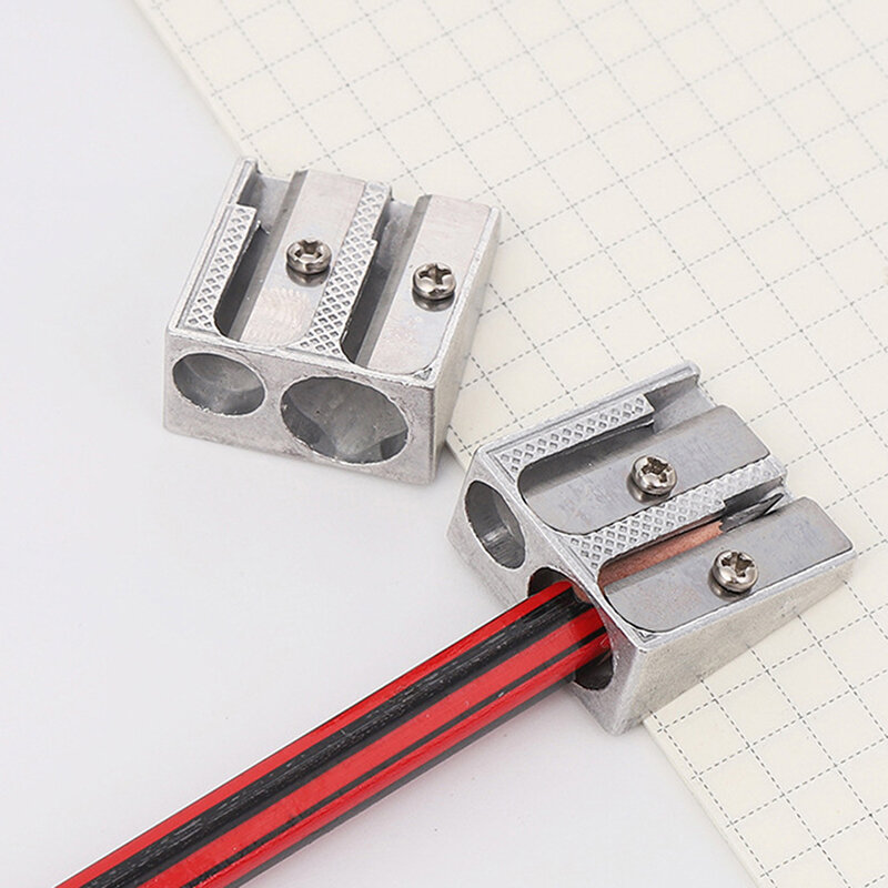 New 1Pcs Reliable Metal Pencil Sharpeners Double Hole Drawing Writing Sharpener