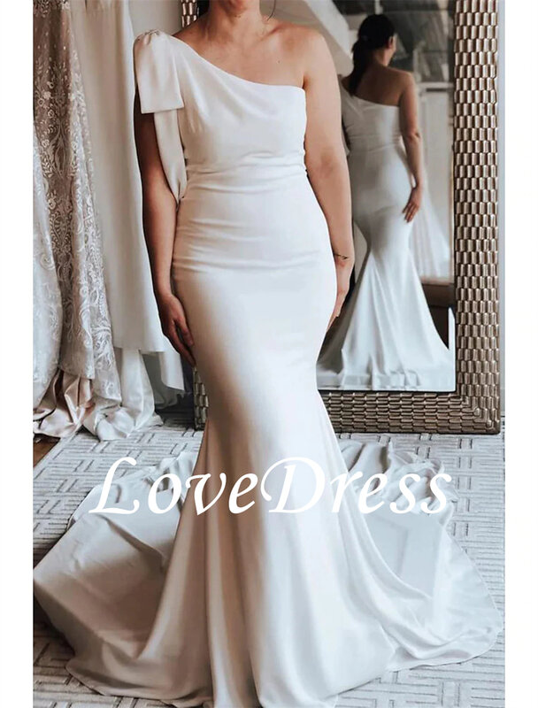 LoveDress-vestidos De novia elegantes De un hombro para mujer, ropa De boda De sirena, Simple, sin mangas, De licra, 2023