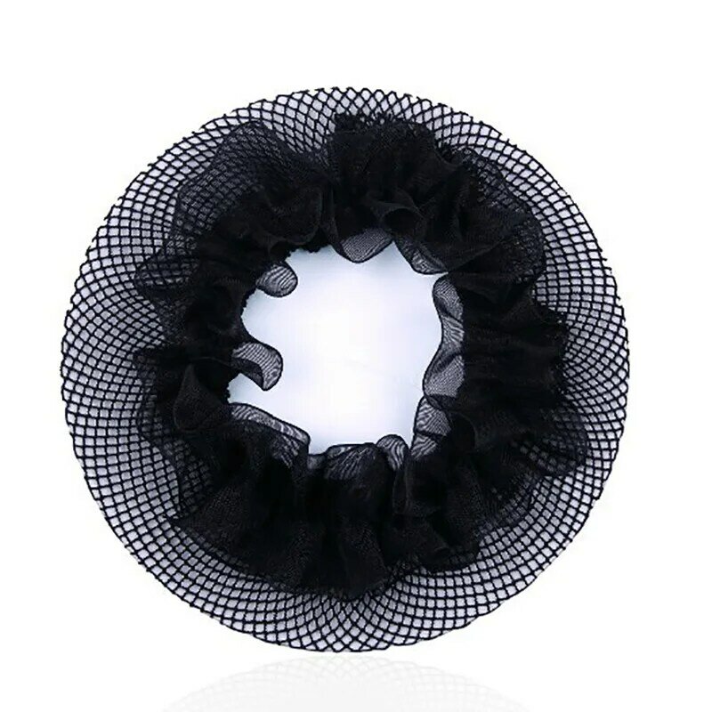 Jaring rambut elastis untuk wanita, 2 buah jaring rambut balet disko, jaring rambut palsu tidak terlihat olahraga menari, Aksesori rambut