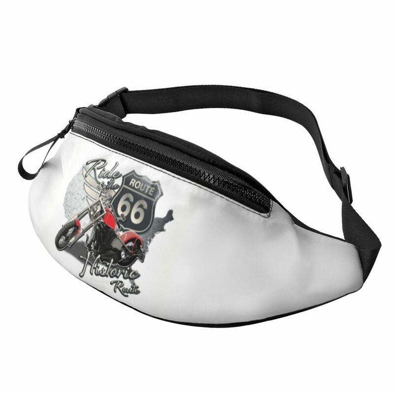 Custom Travel Motorcycle Ride Route 66 Fanny Pack for Women Men Cool Crossbody Waist Bag Cycling Camping Phone Money Pouch