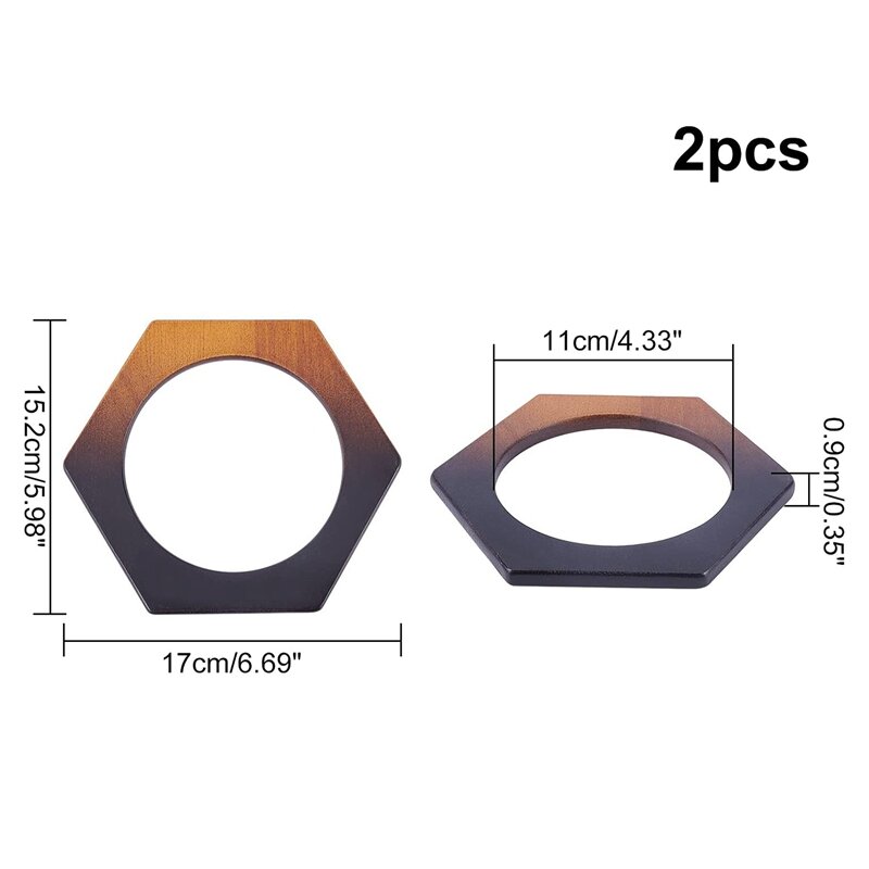 2Pcs Wooden Purse Handle Hexagon Shaped Wooden Bag Handles Handbag Handles Replacement DIY Handmade Macrame Bag Handle