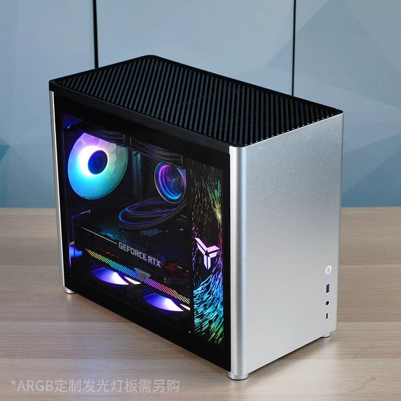 D30 M-ATX case ATX aluminum case silver mini computer case 240 water cooling double-sided side transparent glass