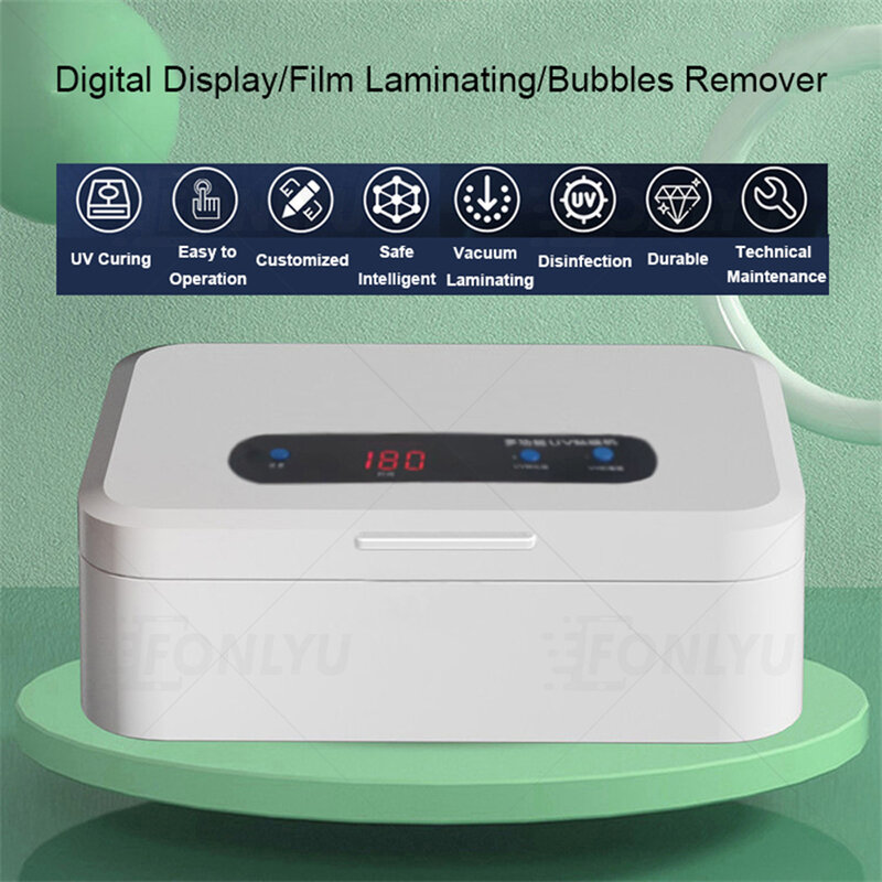 FONLYU Vacuum UV Curing Laminator For Curved phone Screen Protector Hydrogel Film Bubbles Remover Phone Repair Tool Sets