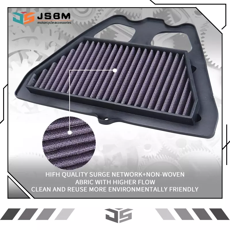 JSBM Motorcycle Washable Air Filter Intake Cleaner For Kawasaki Z900 ZR900 2017  2018 2019 2020 2021 2022 2023