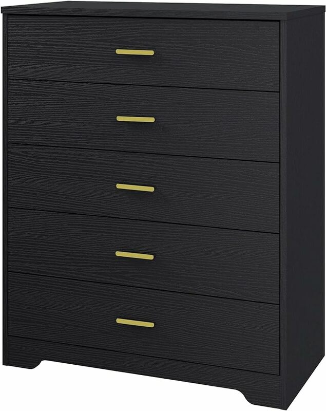 Dresser for Bedroom with 5 Drawers, Wooden Chest, Storage Organizer Unit Dressers for Bedroom, Living Room, Hallway, Nursery