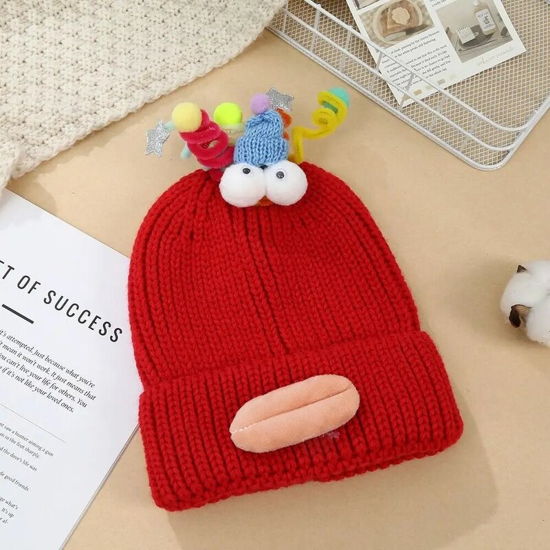 Wool Crotch Sausage Mouth Braid Beanie Cloth Accessories Sausage Mouth Sausage Mouth Hat Funny Cartoon Cartoon Knitting Hat Boy