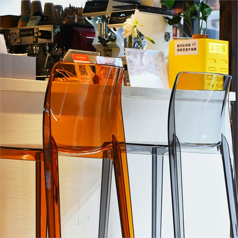 Wuli-Silla de Bar transparente de acrílico para el hogar, taburete alto moderno y Simple de estilo nórdico, taburete de Bar de cristal de plástico, 2024