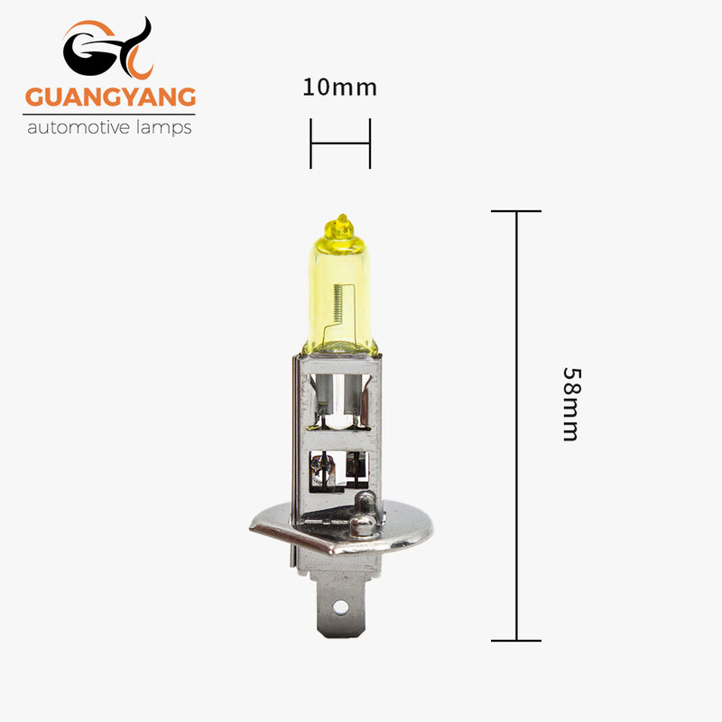 Bombillas halógenas para faros delanteros de coche, lámparas antiniebla de haz alto, luz amarilla, 2 piezas, H1, 12V, 55W, 2800K