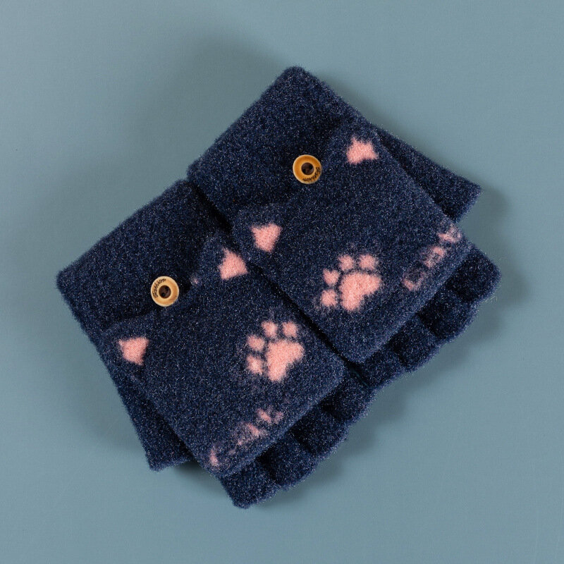 Guanti Flip mezze dita guanti invernali per bambini guanti lavorati a maglia in peluche con coniglietto caldo antivento per bambini 5-12Y ragazzi ragazze