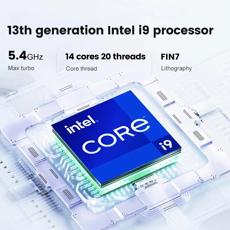 Computador Desktop Intel Mini Gaming, PC Gamer, i9, 13900H, i7, 13700H, Thunderbolt 4, 2 x DDR5, 2 x PCIE4.0, 2x2.5G, LAN, WiFi6, 13ª Geração