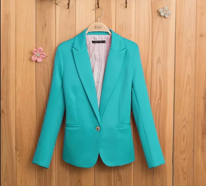 Candy Color Casual Office Blazer Women V-Neck Solid Colors Plus Size Commute Blazer 2023 Spring Autumn Work Wear Formal Clothing