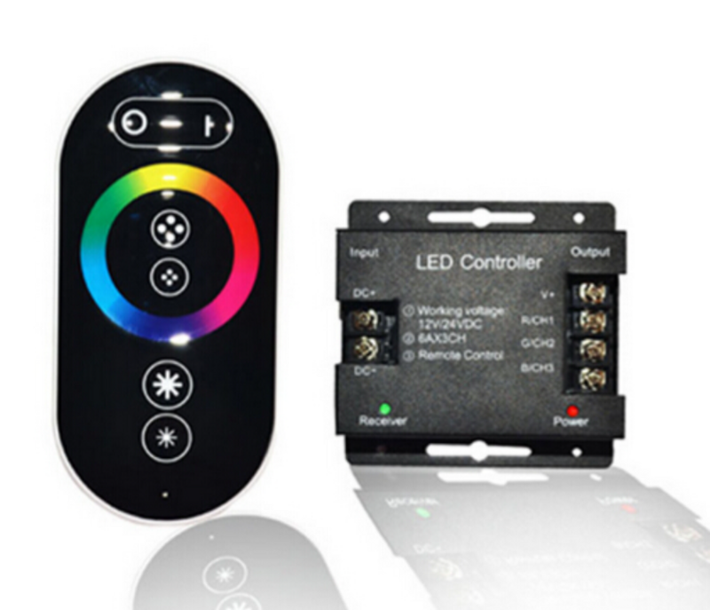 Controlador inalámbrico de banda de luz RGB táctil, Control remoto inalámbrico a todo Color sin fantasma, Control remoto RF de siete colores