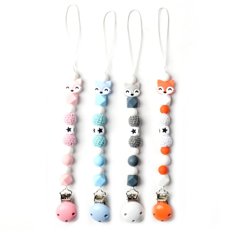 Baby Pacifier Clip Nursing Soother Holder Silicone Beads Teether Chain Clip DIY Nipple Holder Leash Strap Shower Gifts