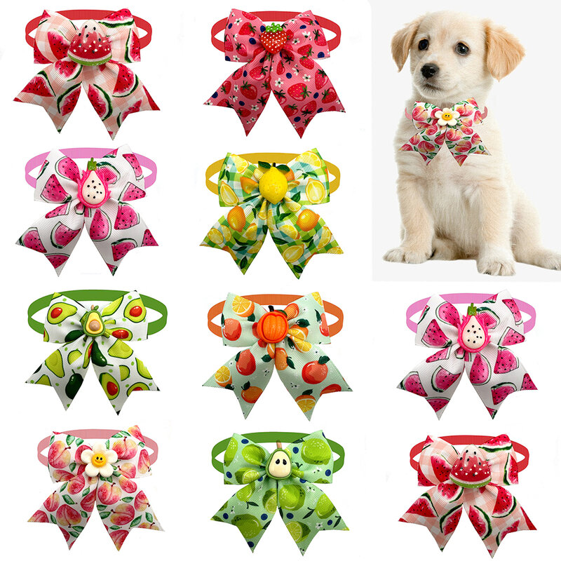 30pcs Small Dog Bow Ties Fruit Style Pet Supplies Pet Dog Bow Tie Summer Dogs Supplies Pet Dog Collar Accessories Puppy Bowties