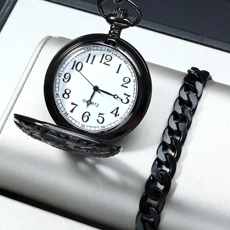ساعة جيب كوارتز كلاسيكية مجوفة للرجال والنساء مع سلسلة ، ساعات سوار غير رسمية ، قلادة عتيقة ، طقم 2