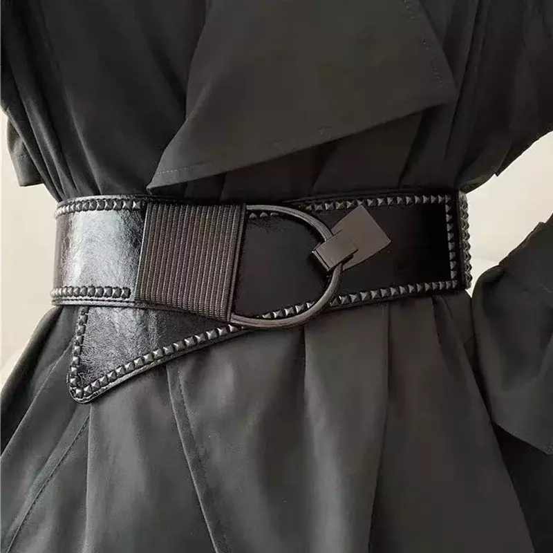 Cinturón de decoración de moda para mujer, abrigo de vestido personalizado versátil, pretina elástica, capa exterior ancha y fresca