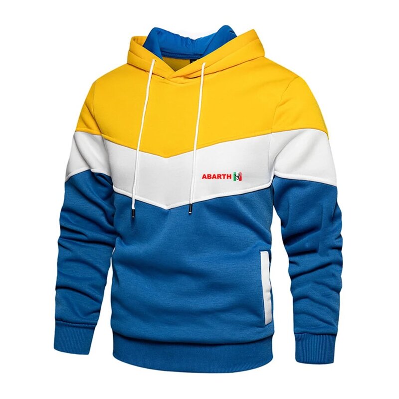 Новинка 2024, мужской весенне-осенний пуловер Abarth С принтом трех цветов, толстовки с капюшоном с прострочкой в стиле Харадзюку, спортивные топы в стиле хип-хоп