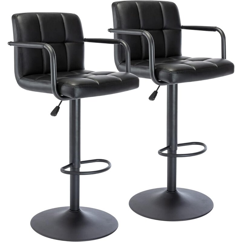 Barstools giratórios ajustáveis com costas e braços, café conjuntos de móveis, cadeiras Pub, Airlift, cadeiras contra altura