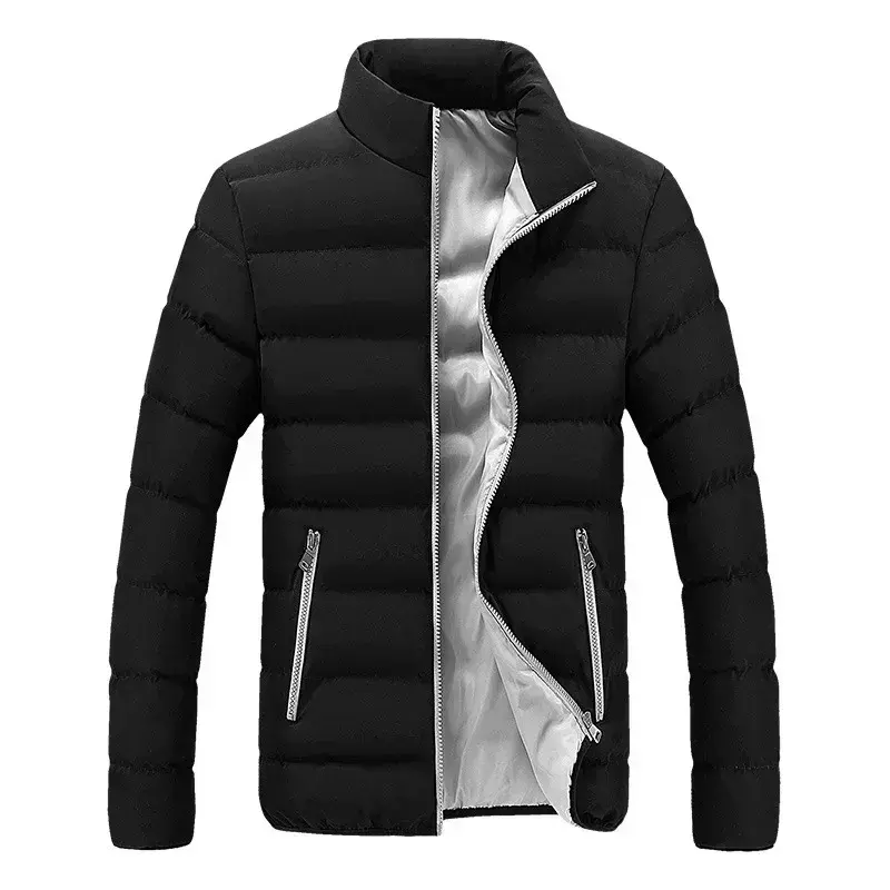 2023 Winter Korean Version Trend Slim Fit Solid Color Men's Youth Short Coat Mock Collar Cotton Coat