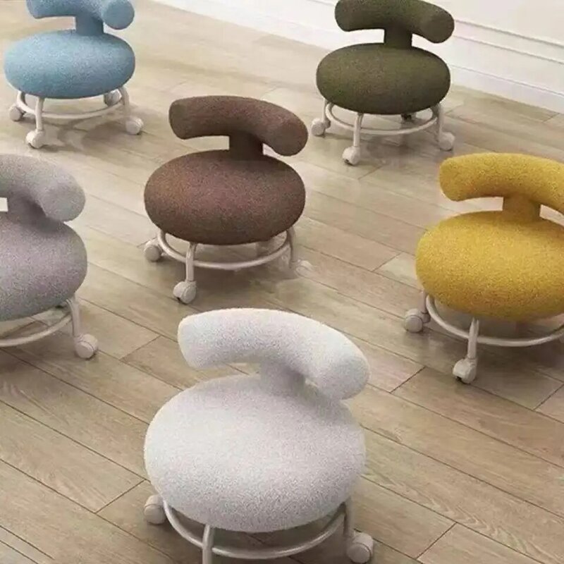 เก้าอี้สตูลแบบมีล้อเลื่อนพร้อมพนักพิงเก้าอี้สำหรับห้องนั่งเล่น