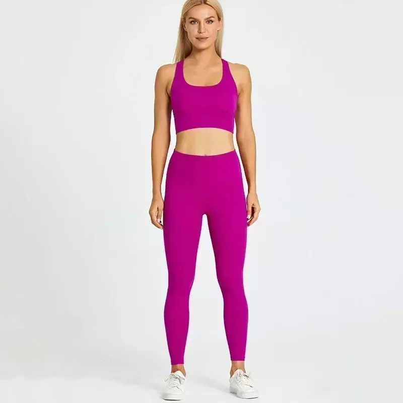 Citroen Sportkleding Voor Dames 2-delige Gymsets Geborsteld Naakt Gevoel Hoge Taille Yoga Legging 4 Way Stretch Stof Sportbeha