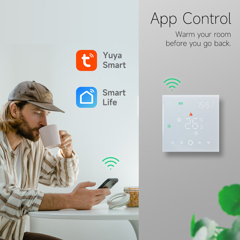 Beok-Tuya Smart Life Termostato WiFi para Caldeira a Gás, Aquecimento de Piso Quente, Controlador de Temperatura Doméstica, Yandex Alice, Alexa, Google