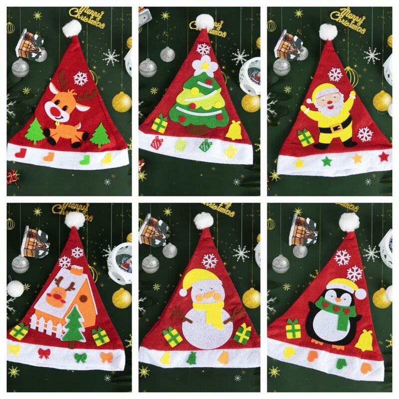 Sombrero de Papá Noel hecho a mano de tela no tejida, alce, sombrero de Navidad DIY, juguete Kriss, Kringle, padre, Navidad, Kriss, Kringle