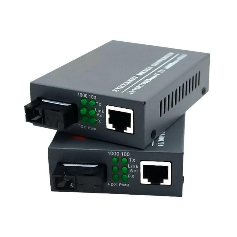 Convertidor de modo único Gigabit, convertidor de medios Ethernet de fibra LC, módulo transceptor, detección automática, fuente de alimentación externa Gigabit