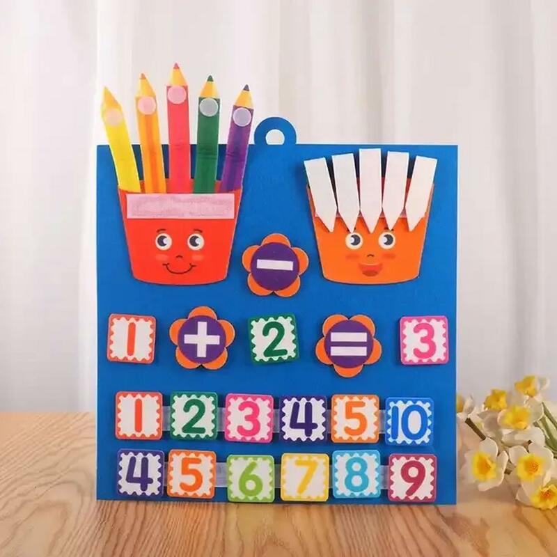 Jouet mathématique Montessori en feutre pour enfants, stylo de comptage, planche précoce occupée, jouets pour enfants, 30x30cm, Y8C3