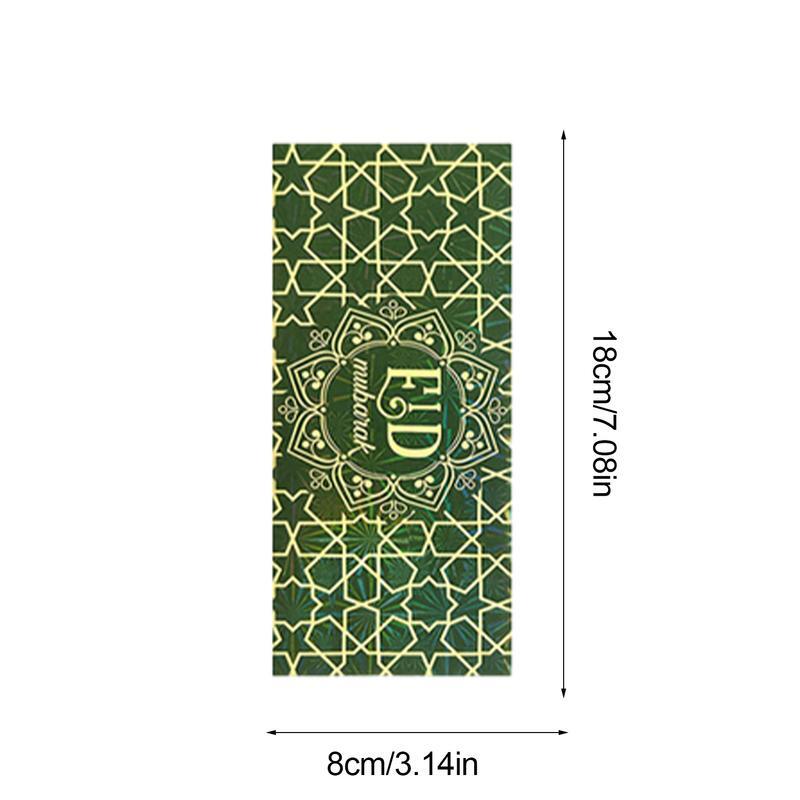 Exquisite Envelopes de dinheiro vermelho para Eid, Lucky Bag, Pacotes Festival, 7x3.2 ", 6pcs
