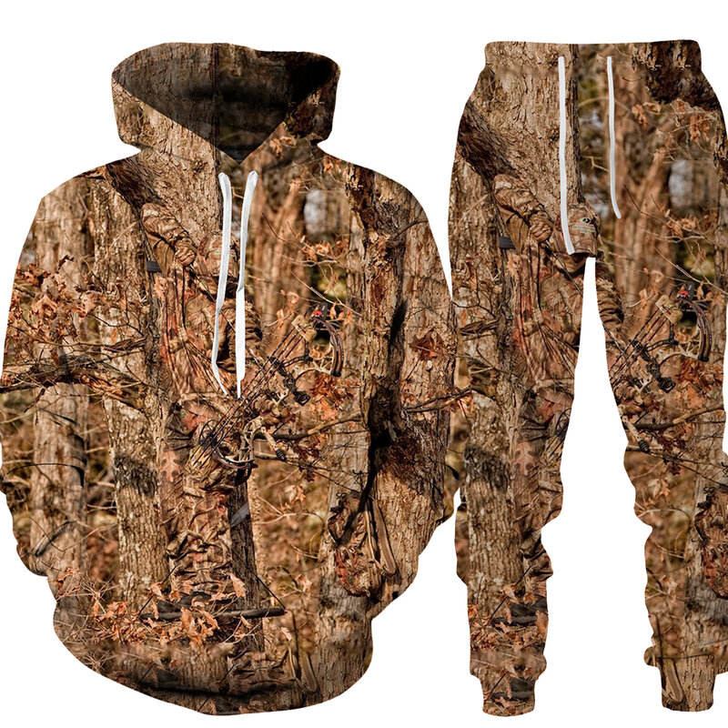 Camouflage Hunting Animal 3D Print Hoodie Sweatshirt Men's Tracksuit 2 Piece Set Sportwear Men Women Unisex Clothing Suit
