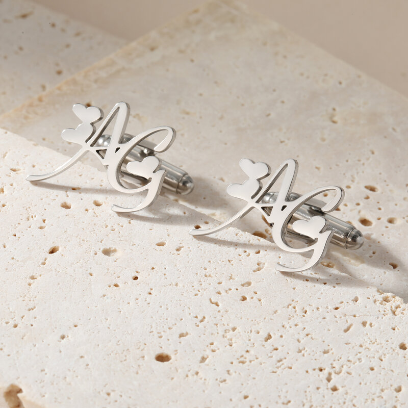 Gemelli personalizzati Cazador per uomo gioielli in acciaio inossidabile iniziali personalizzate lettera gemello per abito anniversario regalo di nozze