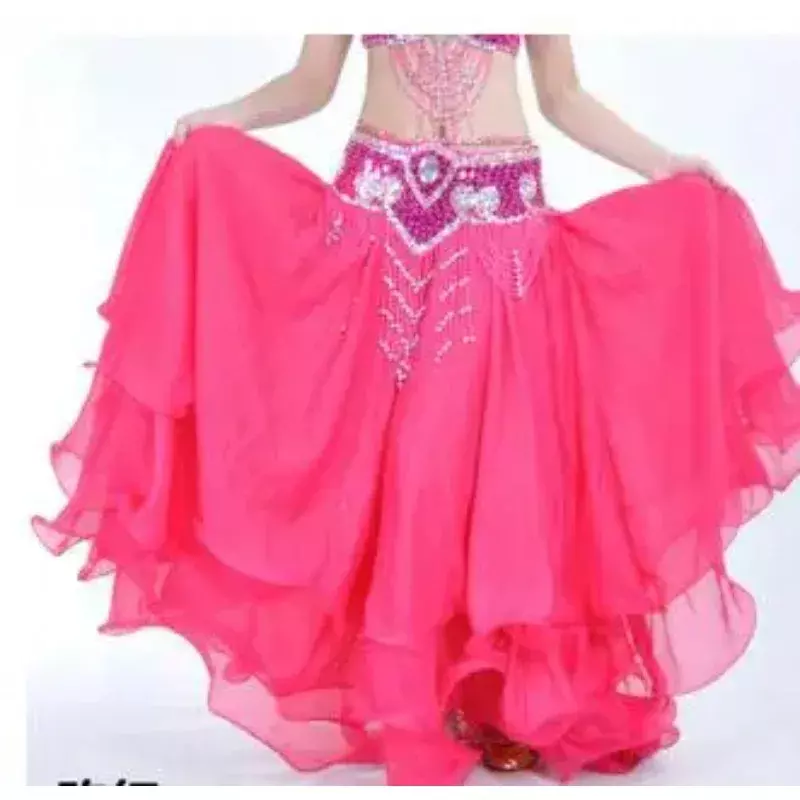 1pcs/lot woman belly dancing skirt solid candy color chiffon large hem belly skirt stage performance skirt