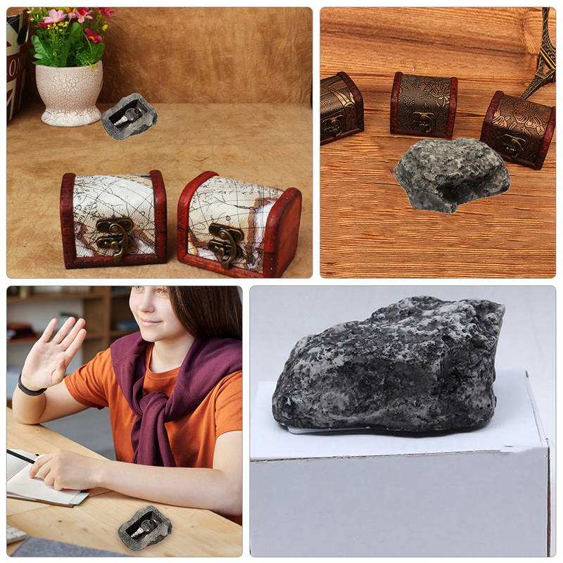 Kotak penyimpanan kunci bentuk batu, dekorasi taman imitasi uang tunai wadah Dekorasi Resin Desktop
