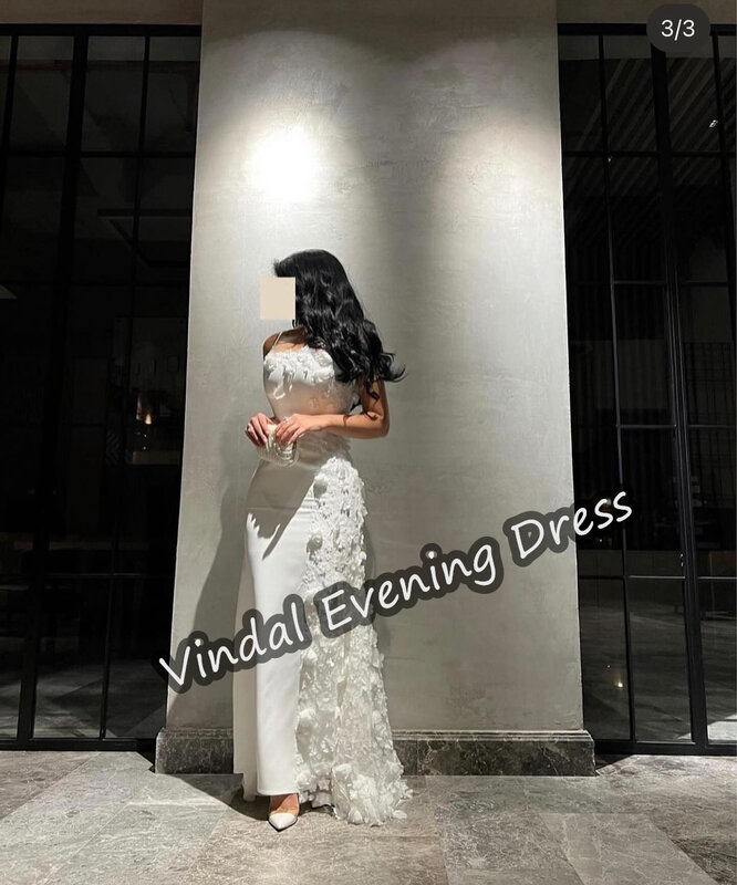 Vindal bez ramiączek suknia wieczorowa syrenka długość do podłogi elegancki wbudowany biustonosz Sexy saudyjski arabski krepa bez rękawów dla kobiety 2024