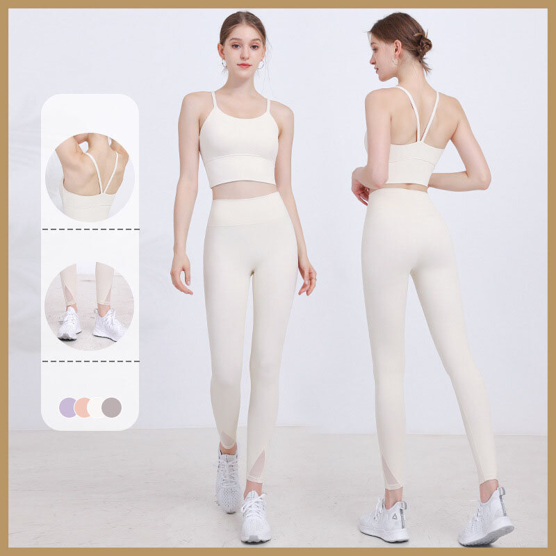 Nowe damskie spodnie do jogi z Fitness sportowy bioder do jogi bezśladowe bielizna sportowa zestaw do jogi