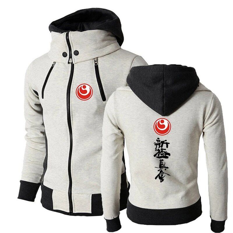 2024 Jingpin Karate Nowy męski wiosenny i jesienny sweter z kapturem i łańcuszkiem do sałatek Wygodny płaszcz z długim rękawem