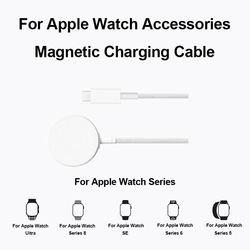 Bezprzewodowa ładowarka magnetyczna do Apple Watch serii 9 8 7 Ultra 2 SE szybkie ładowanie akcesoria do iWatch 8 7 6 5 4 3 2 1