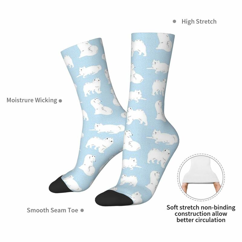 Samoyed Print Socks Harajuku Super Soft Stockings All Season Long Socks Accessories for Man's Woman's Gifts