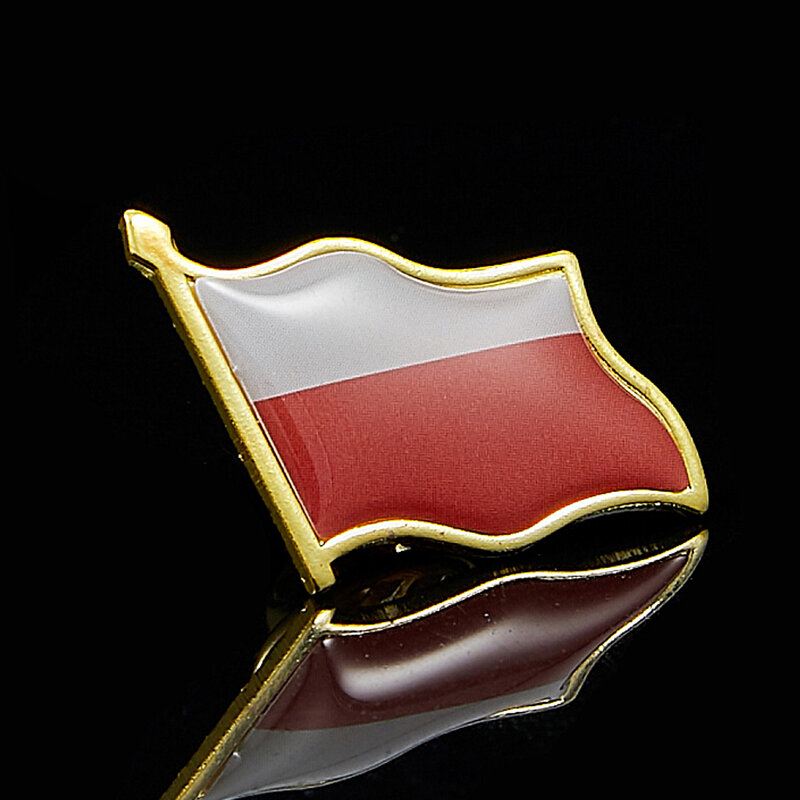 Bandera Nacional de epoxi de Polonia, chapado en oro Pin de solapa, broche de insignia de bandera de moda, Pin de insignia, regalos de decoración de ropa