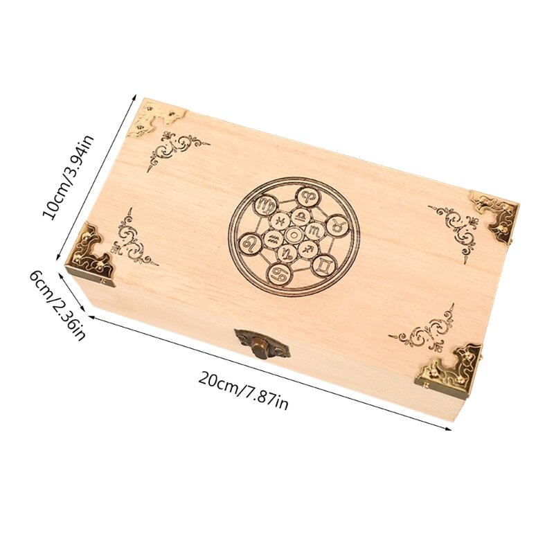 Caja almacenamiento con soporte para cartas juego, caja organizadora artesanal, madera, a