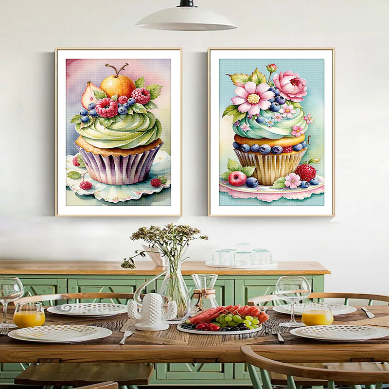 5D алмазная живопись «сделай сам», серия «торт», цветок, мороженое, Алмазная мозаика, вышивка, искусство, картина, кухня, ресторан, украшение для дома