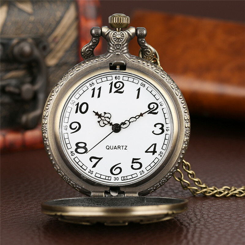 Relógio de bolso quartzo completo para homens, estilo vintage, capa com palavras de pai, colar analógico, corrente, relógio, presente para o pai
