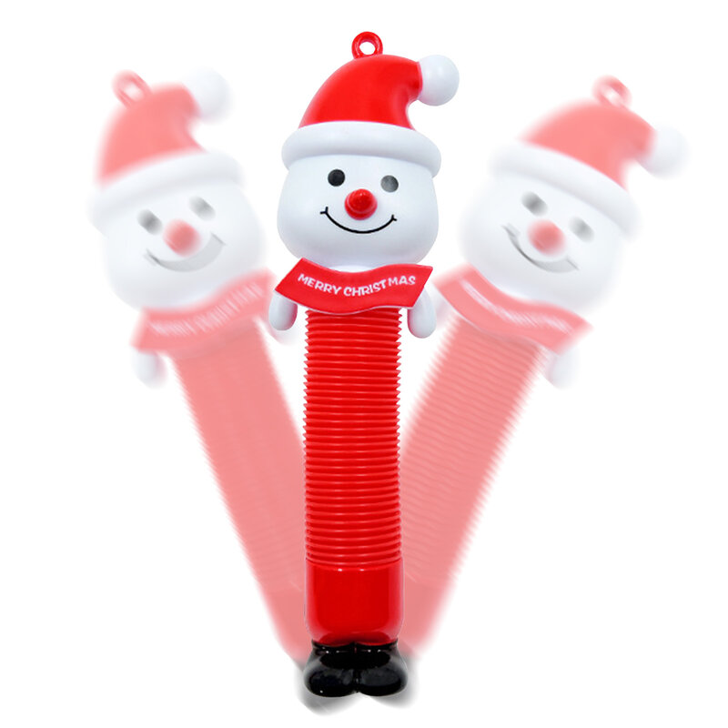 Kerst Pop Buizen Verlichte Led Zintuiglijke Speelgoed Santa Sneeuwpop Pull Stretch Buis Peuters Geschenken Lichtgevende Popping Feestartikelen